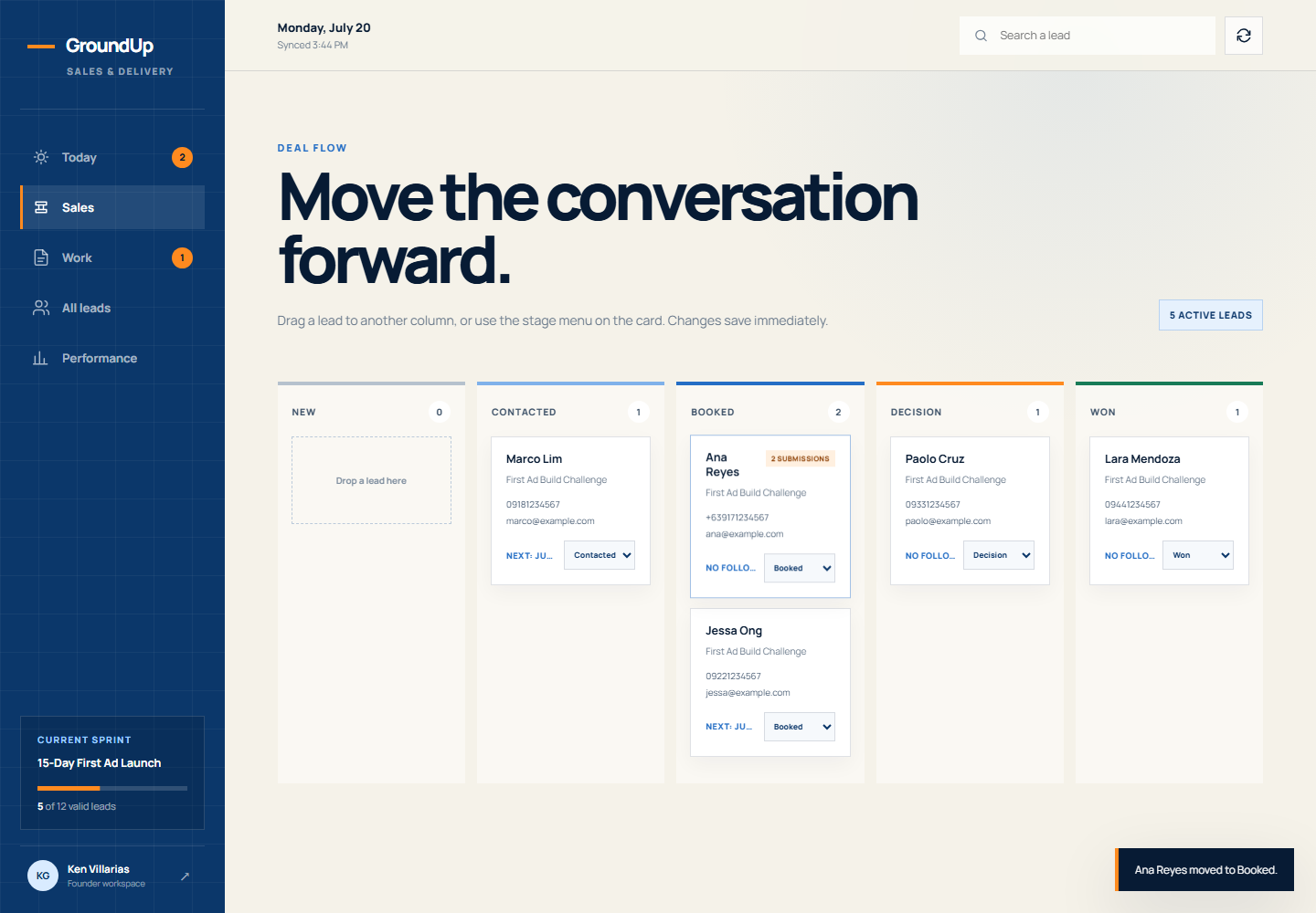 The GroundUp Desk dashboard, a spreadsheet rebuilt as software