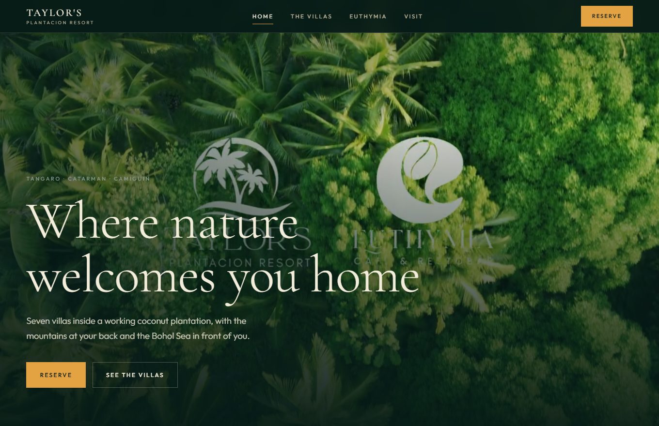 Taylor's Plantacion Resort website home page